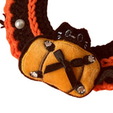 Maxbell Halloween Cat Costume Collar for Dogs Cats Knitted for Party Holiday Festive Orange S