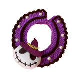 Maxbell Halloween Cat Costume Collar for Dogs Cats Knitted for Party Holiday Festive Skull S