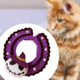 Maxbell Halloween Cat Costume Collar for Dogs Cats Knitted for Party Holiday Festive Skull S