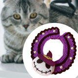 Maxbell Halloween Cat Costume Collar for Dogs Cats Knitted for Party Holiday Festive Skull M