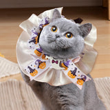Maxbell Pet Halloween Pumpkin Costume Decorative Pet Neckwear for Kitten Puppy White M