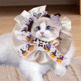 Maxbell Pet Halloween Pumpkin Costume Decorative Pet Neckwear for Kitten Puppy White M