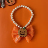 Cat Collar Necklace Neckwear Dog Necklace for Rabbits Kitty Small Medium Dogs Orange M