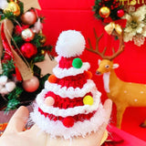Maxbell Christmas Dog Hat Cosplay Holiday Decoration Dog Cap for Daily Costume Party M red  ball
