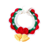 New Year Cat Collar Dress up Knitted New Year Cat Collar for Small Dog Kitty M Christmas snowflake