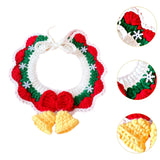 New Year Cat Collar Dress up Knitted New Year Cat Collar for Small Dog Kitty M Christmas snowflake