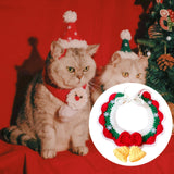 New Year Cat Collar Dress up Knitted New Year Cat Collar for Small Dog Kitty M Christmas snowflake