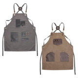 Canvas Apron with Pockets Hair Stylist Apron for Kitchen Crafts Hairdressing gray