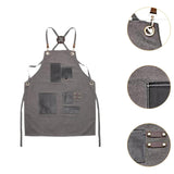 Canvas Apron with Pockets Hair Stylist Apron for Kitchen Crafts Hairdressing gray