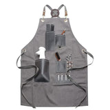 Canvas Apron with Pockets Hair Stylist Apron for Kitchen Crafts Hairdressing gray