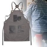 Canvas Apron with Pockets Hair Stylist Apron for Kitchen Crafts Hairdressing gray