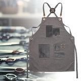 Canvas Apron with Pockets Hair Stylist Apron for Kitchen Crafts Hairdressing gray