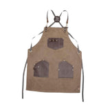 Canvas Apron with Pockets Hair Stylist Apron for Kitchen Crafts Hairdressing brown