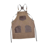 Canvas Apron with Pockets Hair Stylist Apron for Kitchen Crafts Hairdressing brown