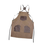 Canvas Apron with Pockets Hair Stylist Apron for Kitchen Crafts Hairdressing brown