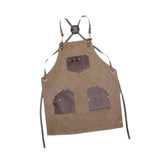 Canvas Apron with Pockets Hair Stylist Apron for Kitchen Crafts Hairdressing brown