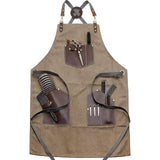 Canvas Apron with Pockets Hair Stylist Apron for Kitchen Crafts Hairdressing brown