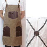 Canvas Apron with Pockets Hair Stylist Apron for Kitchen Crafts Hairdressing brown