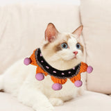 Maxbell Halloween Pet Costume Handmade Crochet Cat Decoration Cat Costume for Kitten M  Pumpkin Bib