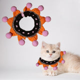 Maxbell Halloween Pet Costume Handmade Crochet Cat Decoration Cat Costume for Kitten M  Pumpkin Bib