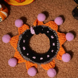 Maxbell Halloween Pet Costume Handmade Crochet Cat Decoration Cat Costume for Kitten M  Pumpkin Bib