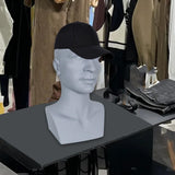 Mannequin Male Head Display Stand Accessory for Scarves, Jewelry 15inch Tall Blue Gray