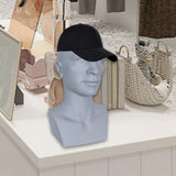 Mannequin Male Head Display Stand Accessory for Scarves, Jewelry 15inch Tall Blue Gray