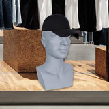 Mannequin Male Head Display Stand Accessory for Scarves, Jewelry 15inch Tall Blue Gray