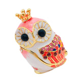 Maxbell Owl Trinket Box Collectible Keepsake Owl Figurine for Unique Women Room Pink