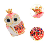 Maxbell Owl Trinket Box Collectible Keepsake Owl Figurine for Unique Women Room Pink