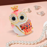 Maxbell Owl Trinket Box Collectible Keepsake Owl Figurine for Unique Women Room Pink