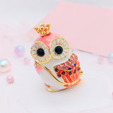 Maxbell Owl Trinket Box Collectible Keepsake Owl Figurine for Unique Women Room Pink