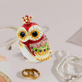 Maxbell Owl Trinket Box Collectible Keepsake Owl Figurine for Unique Women Room Red
