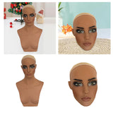 Realistic Mannequin Head Professional Wig Display Stand for Cap Hat Earrings with Shoulder