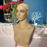 Realistic Mannequin Head Professional Wig Display Stand for Cap Hat Earrings with Shoulder