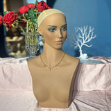 Maxbell Realistic Mannequin Head Professional Wig Display Stand for Cap Hat Earrings Only Head