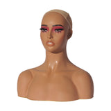 Maxbell Woman Mannequin Head Display Model Lifelike Hat Display Stand for Barbershop