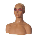 Maxbell Woman Mannequin Head Display Model Lifelike Hat Display Stand for Barbershop