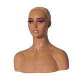 Maxbell Woman Mannequin Head Display Model Lifelike Hat Display Stand for Barbershop