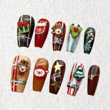 Christmas False Nails Full Cover Festival Holiday Nails Cute for Girls Women S