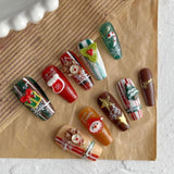 Christmas False Nails Full Cover Festival Holiday Nails Cute for Girls Women S