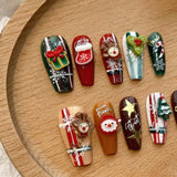 Christmas False Nails Full Cover Festival Holiday Nails Cute for Girls Women S