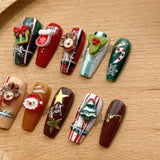 Christmas False Nails Full Cover Festival Holiday Nails Cute for Girls Women S