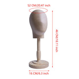 Maxbell Wig Display Head with Base for Shopping Mall Hairdresser Training Home Salon wood base