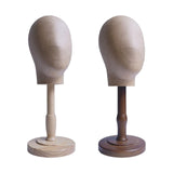 Maxbell Wig Display Head with Base for Shopping Mall Hairdresser Training Home Salon wood base