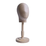 Maxbell Wig Display Head with Base for Shopping Mall Hairdresser Training Home Salon wood base
