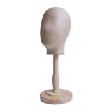 Maxbell Wig Display Head with Base for Shopping Mall Hairdresser Training Home Salon wood base
