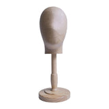 Maxbell Wig Display Head with Base for Shopping Mall Hairdresser Training Home Salon wood base
