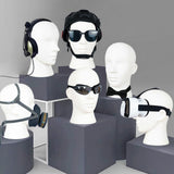 Male Mannequin Head Freestanding Hat Display Stand for Shop Headset Tabletop Bright White