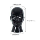 Male Mannequin Head Freestanding Hat Display Stand for Shop Headset Tabletop Bright Black